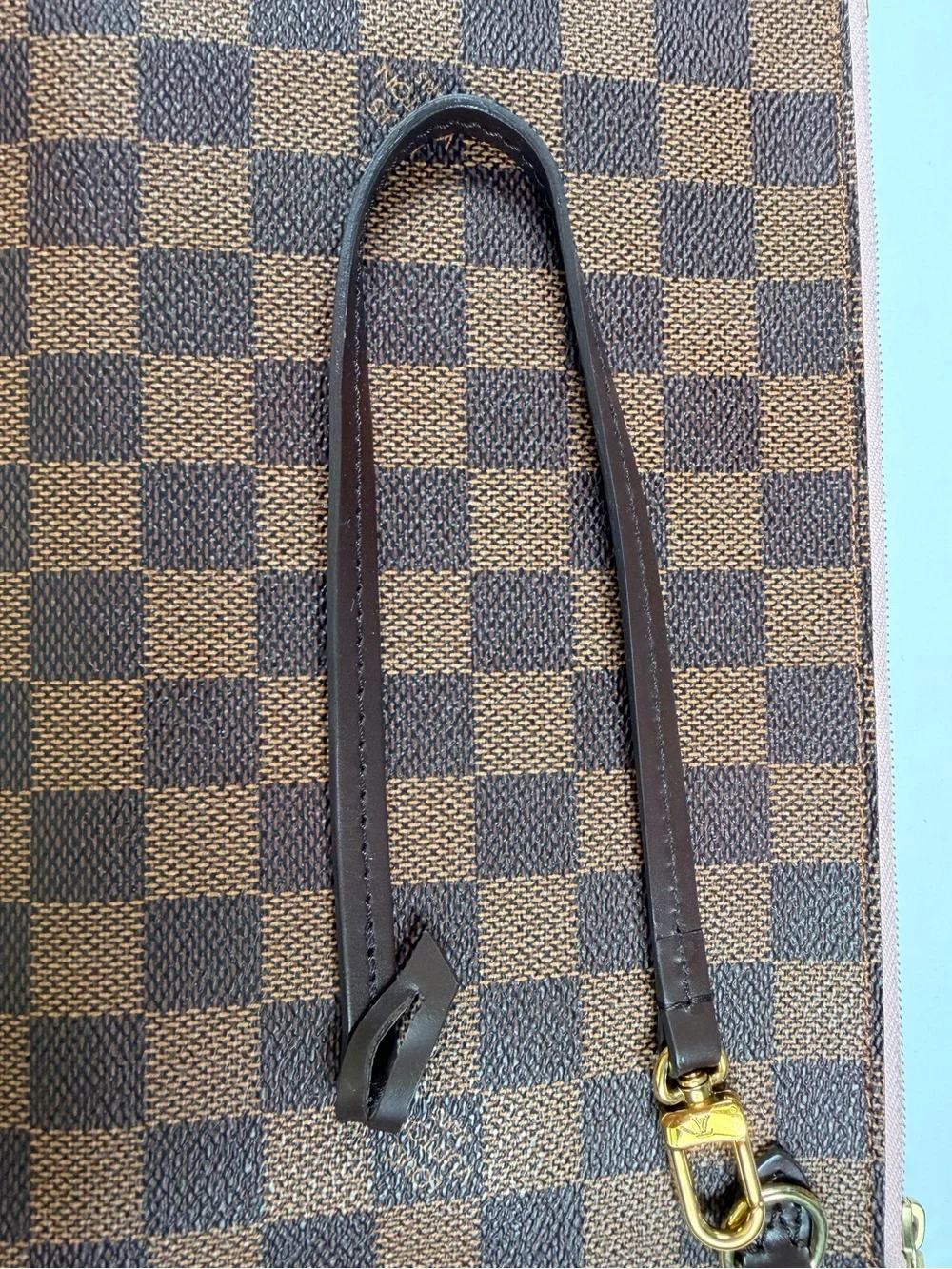 LOUIS VUITTON Damier Ebene Neverfull MM GM Pochette Rose Ballerine